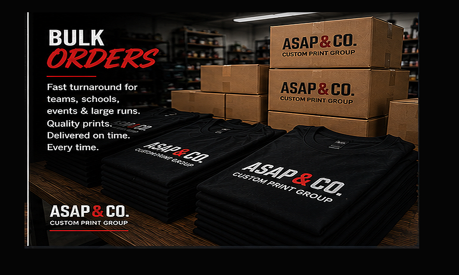 Bulk apparel printing and packing setup